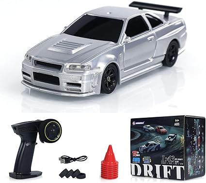 Remote Control Sports Car, 1/43 Scale 2.4G Full Proportional RC Electric Mini Racing Drift Car Model with Lights Kit RTR Version
