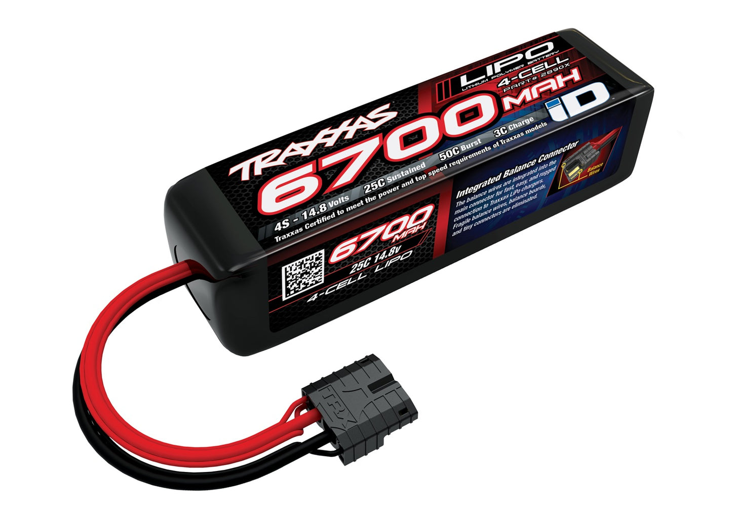 Traxxas 2890X 6700mAh 14.8V 4S 25C LiPo Battery with iD Connector