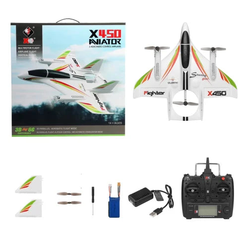 RC Aviator X450 2.4G 6CH 3D/6G Fixed Wing Vertical Takeoff 3 Models