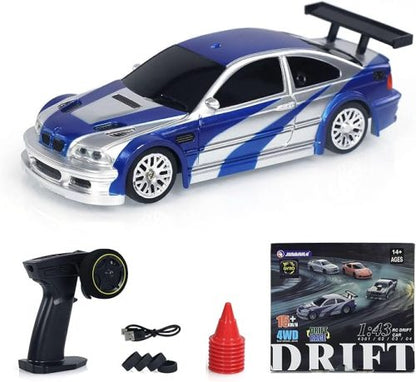Remote Control Sports Car, 1/43 Scale 2.4G Full Proportional RC Electric Mini Racing Drift Car Model with Lights Kit RTR Version