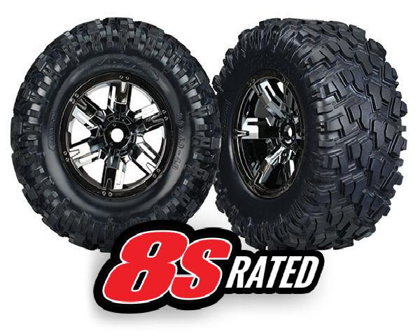 إطارات وعجلات Traxxas X-Maxx مثبتة مسبقًا (كروم أسود) (2)