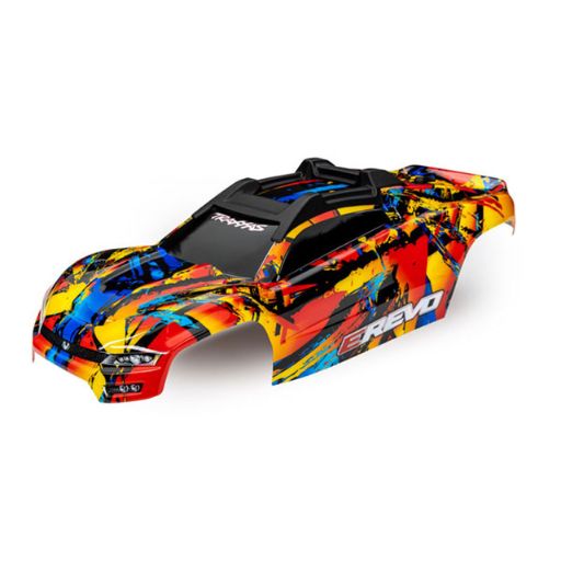 Traxxas E-Revo Solar Flare Body w/Decals Assembled w/Front & Rear Body Mounts & Support
