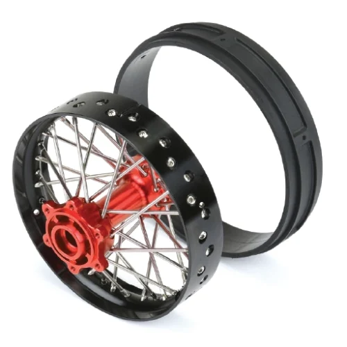 1/4 Pro-Spec Aluminum V2 Bead Rear Wheel Black/Red (1): Promoto-MXm #PRO283700T2