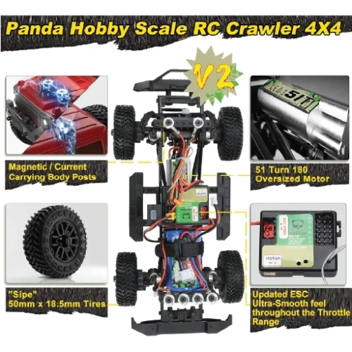 PANDA HOBBY 1/24 TETRA24X3 PORTAL EDITION V2 ,RTR SCALE MINI CRAWLER , ORANGE, PHT2402-ORV2